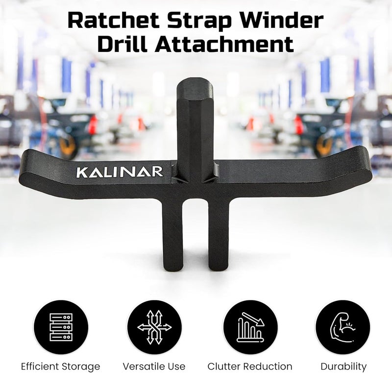 Kalinar Ratchet Strap Winder Drill Bit Attachment - Heavy Duty Strap Roller & Organizer for Flatbed Trucks, Trailers & Garages - Power Drill Tie-Down Winder Tool for Cargo Storage - Stocking Stuffer for Men - Image 3